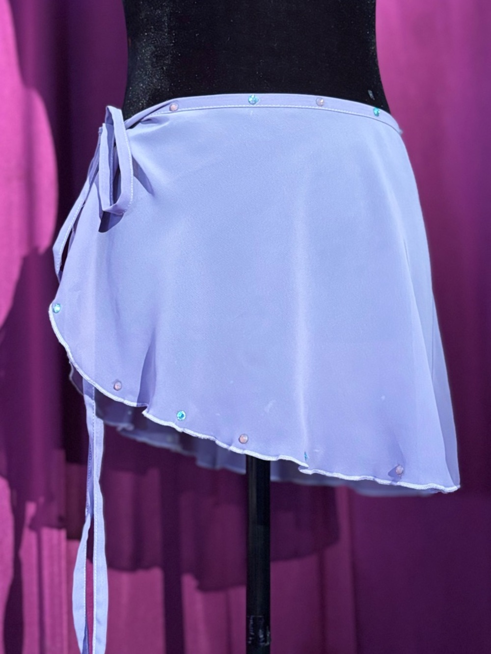 Lavender Chiffon Ballet Wrap Rehearsal Skirt with AB Swarovski Crystal Edge Trim